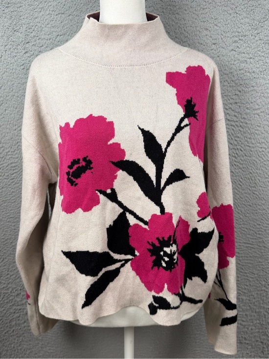 Maeve Sweaters - Maeve The Carys Mock Neck Sweater Womens Small Beige Floral Boho Preppy Comfy